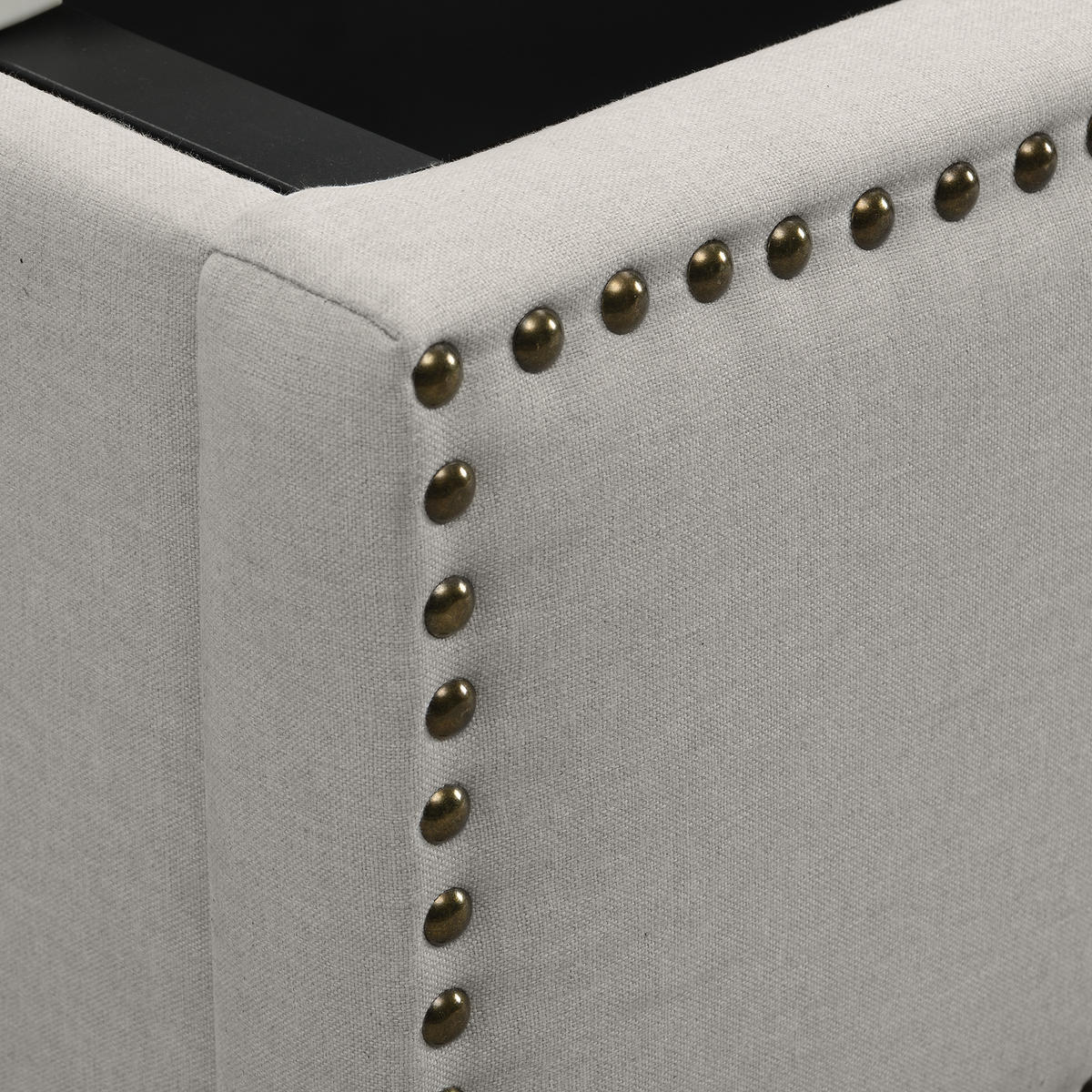 POLSTERBETT 160x200 Baumwolle Leinen Hydraulik Nieten Grau - Grau, Naturmaterialien - FLIEKS