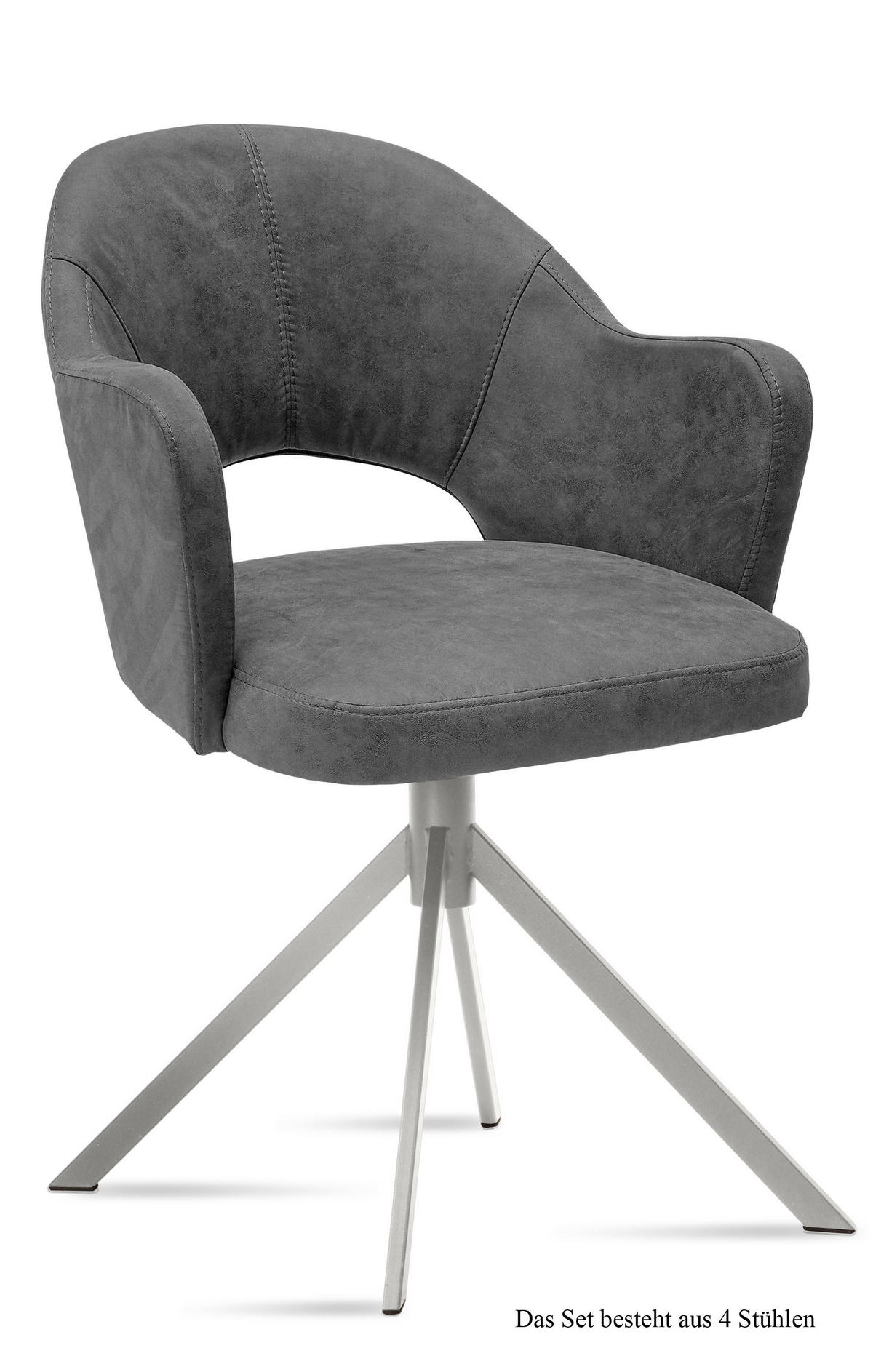 ARMLEHNSTUHL (4er-Set) Dorris 59x87x61 Edelstahl/Grau - Edelstahlfarben/Grau, Kunststoff (61/87/59cm) - 58aufmkessel