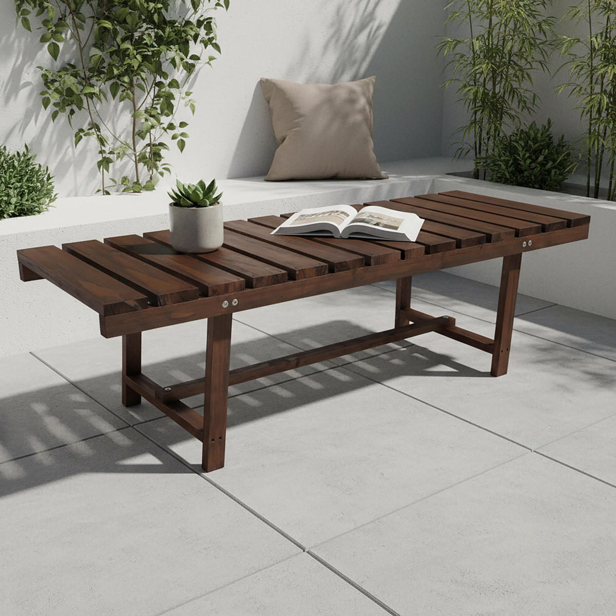 GARTENBANK - Braun, Holz (110/35/38cm) - Relaxdays