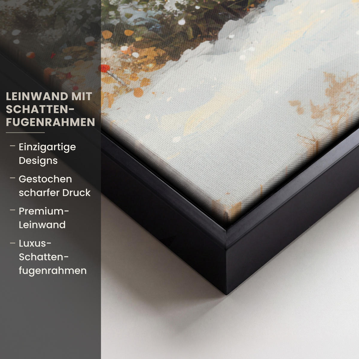 LEINWAND Bilder mit Rahmen - Weihnachten - Zuhause - Winter - Schnee - 50x50 - Creme, Textil (50/50cm) - MuchoWow
