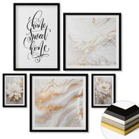 WANDBILDER 5er-Set - 50x50 cm & 20x30 cm & 40x60 cm Schwarzer Rahmen - Porträt von Blumen in intensiven Farben - Schwarz, Kunststoff (40/60cm) - ArtPrintCave