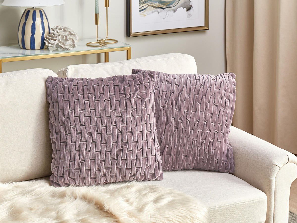 DEKOKISSEN Violett 45/45 cm Chirita - Violett, Textil (45/45/5cm) - Beliani