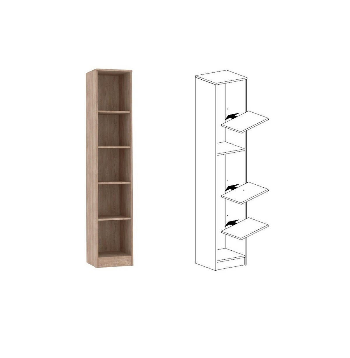 BÜCHERREGAL DEKOREGAL GRANT G7 CREMONA TORRO 36/185/34 - Creme, Holzwerkstoff (36/185/34cm) - Marmex Möbel