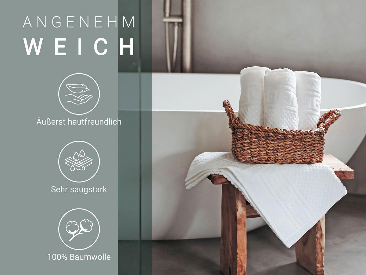 HANDTÜCHER, 10er-Set, 50x100 cm, 100% Baumwolle, Weiß - Weiß, Textil (50/100cm) - Zollner