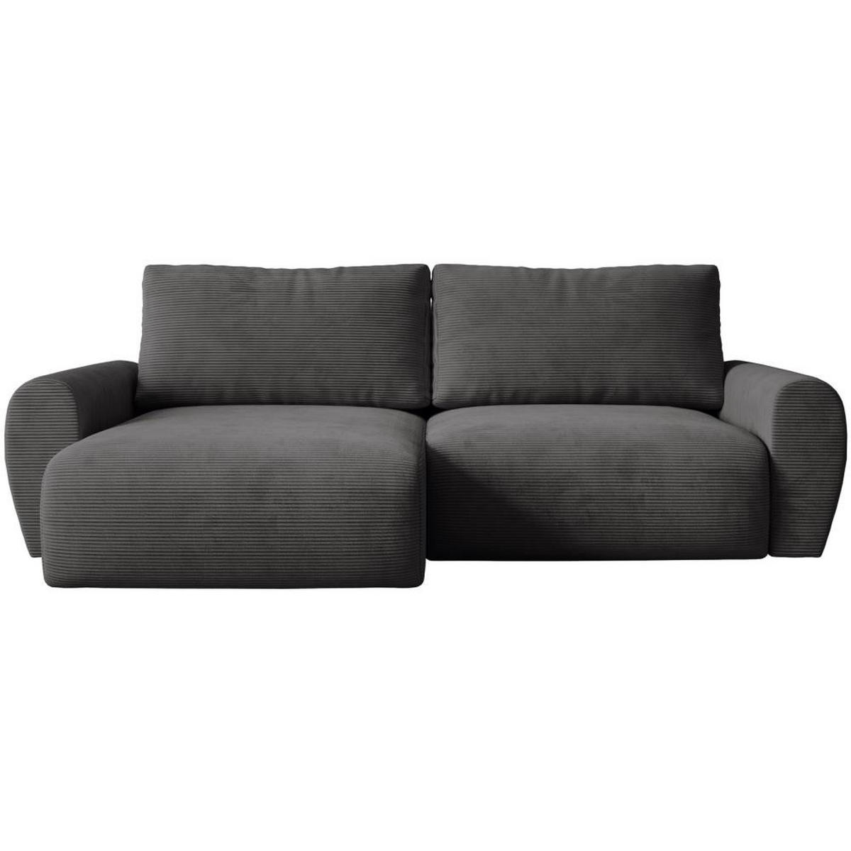 ECKSCHLAFSOFA Poss L dunkelgrau links - Dunkelgrau, Textil (253/153cm) - Beautysofa
