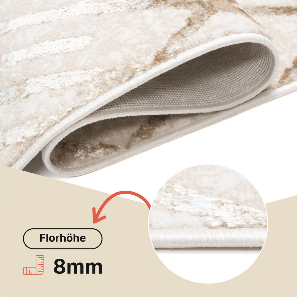 LÄUFER Crystal Beige Marmor Optik 100/600 cm - Beige, Textil (100/600cm) - Tapiso