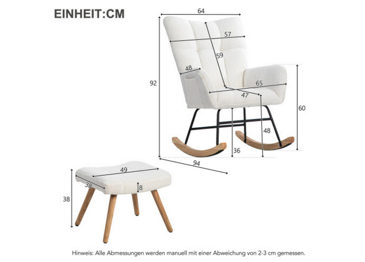 SCHAUKELSTUHL White - Weiß, Textil (69.22/33.02/69.22cm) - Urban Meuble