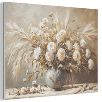 AKUSTIKBILD Blumen - Vase - Stilleben - Beige Wanddeko 70x50 cm - Creme, Kunststoff (70/50/0.9cm) - MuchoWow