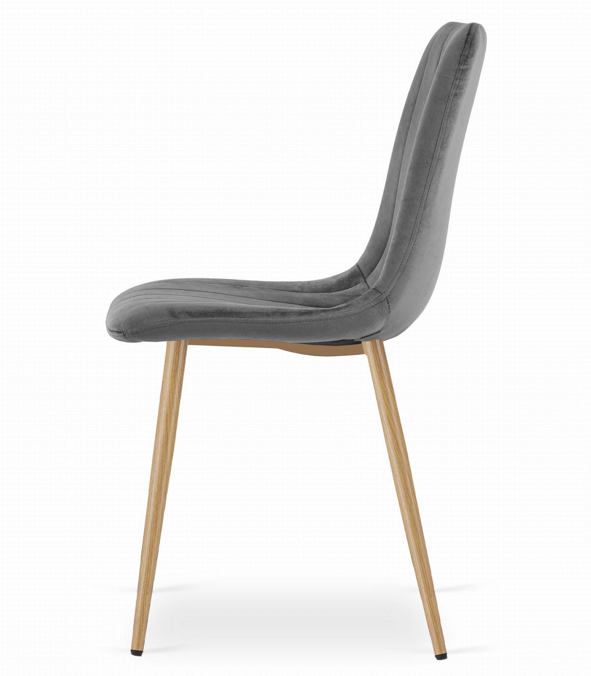 STUHL ORSARA 1 Stück, Grau, Metallbeine in Holzfarbe, mit Samtstoff gepolstert - Anthrazit, Textil/Metall (43/90/51cm) - Komodee