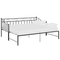 AUSZIEHSOFA Bettgestell Schwarz Metall 90/200 Cm - Schwarz, Naturmaterialien (90/200cm) - vidaXL