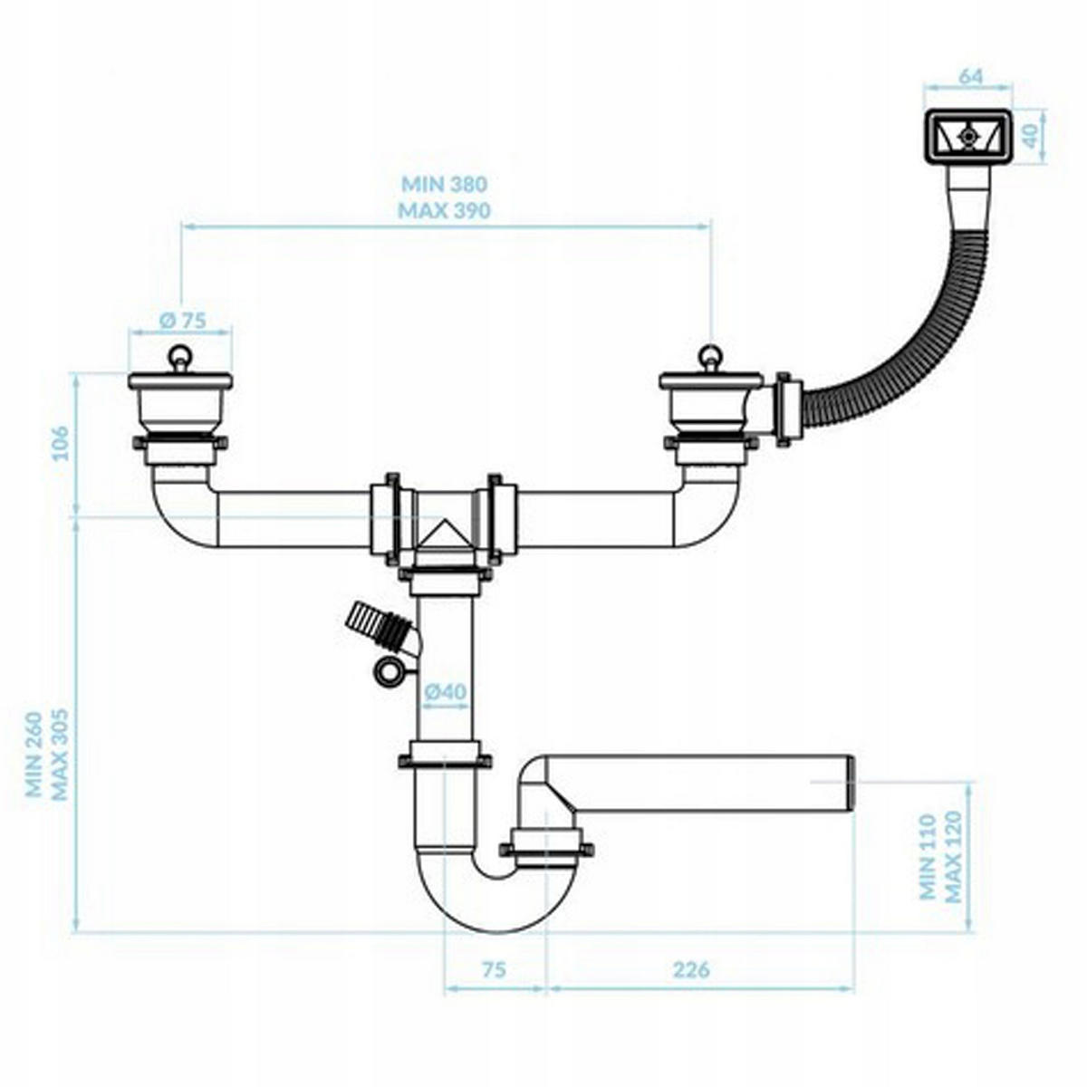 SPÜLUNTERSCHRANK 80cm mit Spüle + Armatur weiß - Weiß, Holzwerkstoff (80/81/46cm) - Stamar