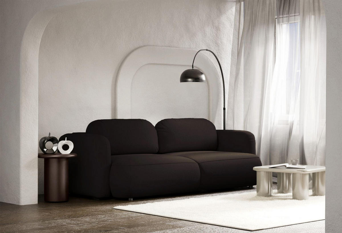 3-SITZER SCHLAFSOFA Tvoya Braun Chenille - Schwarz/Braun, Kunststoff/Textil (253/82/110cm) - Selsey