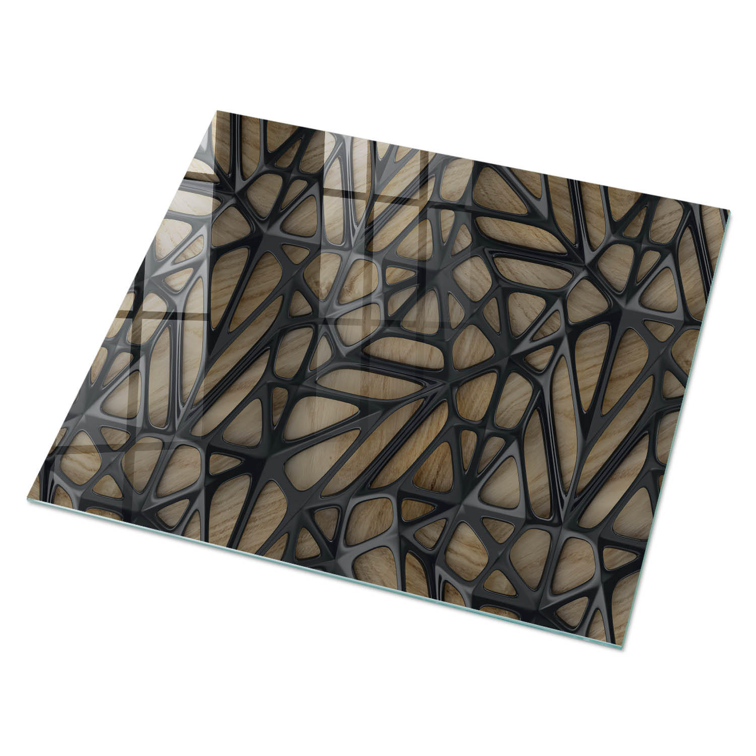 GLASPLATTE 80x60 cm – Abstraktion aus Holz - Beige, Glas (0.4/80/60cm) - ArtPrintCave