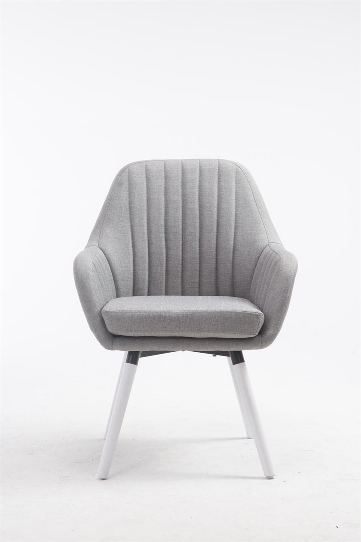 ARMLEHNENSTUHL Stoff grau - Weiß/Grau, Holz/Textil (67/93/58cm) - CLP