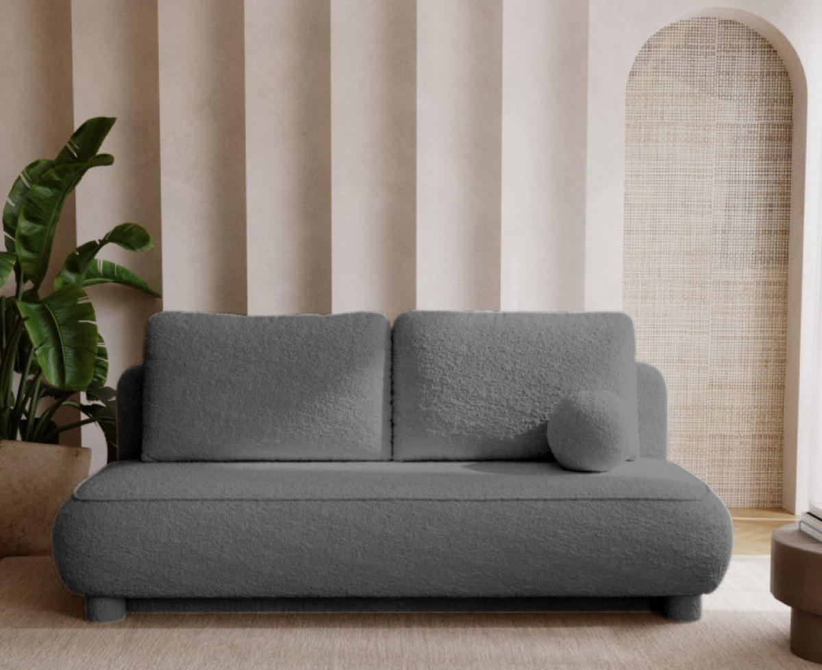 SOFA Dunkel Anthrazit MAJA Mit Schlaffunktion Boucle - Grau, Textil (209/96/96cm) - Sepro Meble