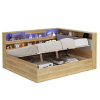 JUGENDBETT 140/200 cm natur aus MDF mit Stauraum und LED - Naturfarben, Holzwerkstoff (140/200cm) - OKWISH