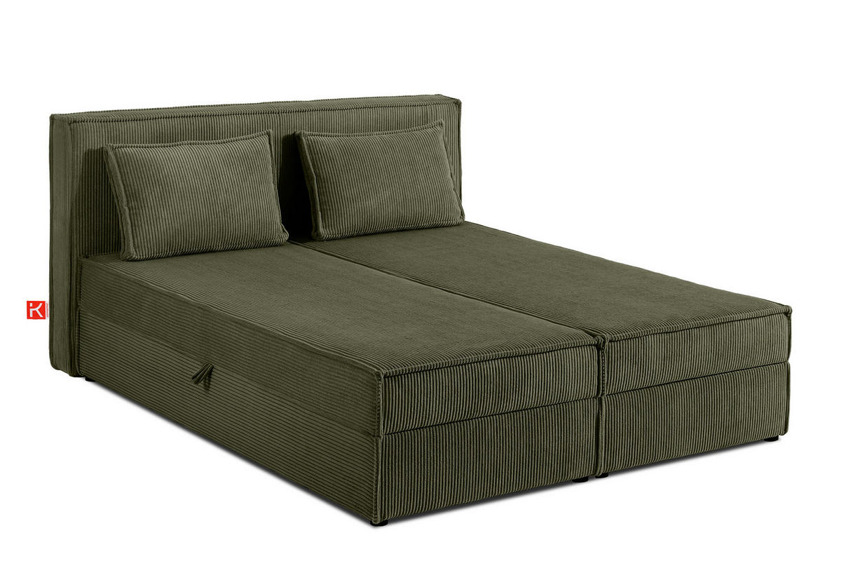 BOXSPRINGBETT ROTI mit Stauraum, oliv - Schwarz/Olivgrün, Holz/Holzwerkstoff (160/200cm) - KONSIMO®