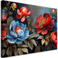 WANDBILD gemalte blumen botanik natur - Rot, Textil (60/40cm) - Feeby