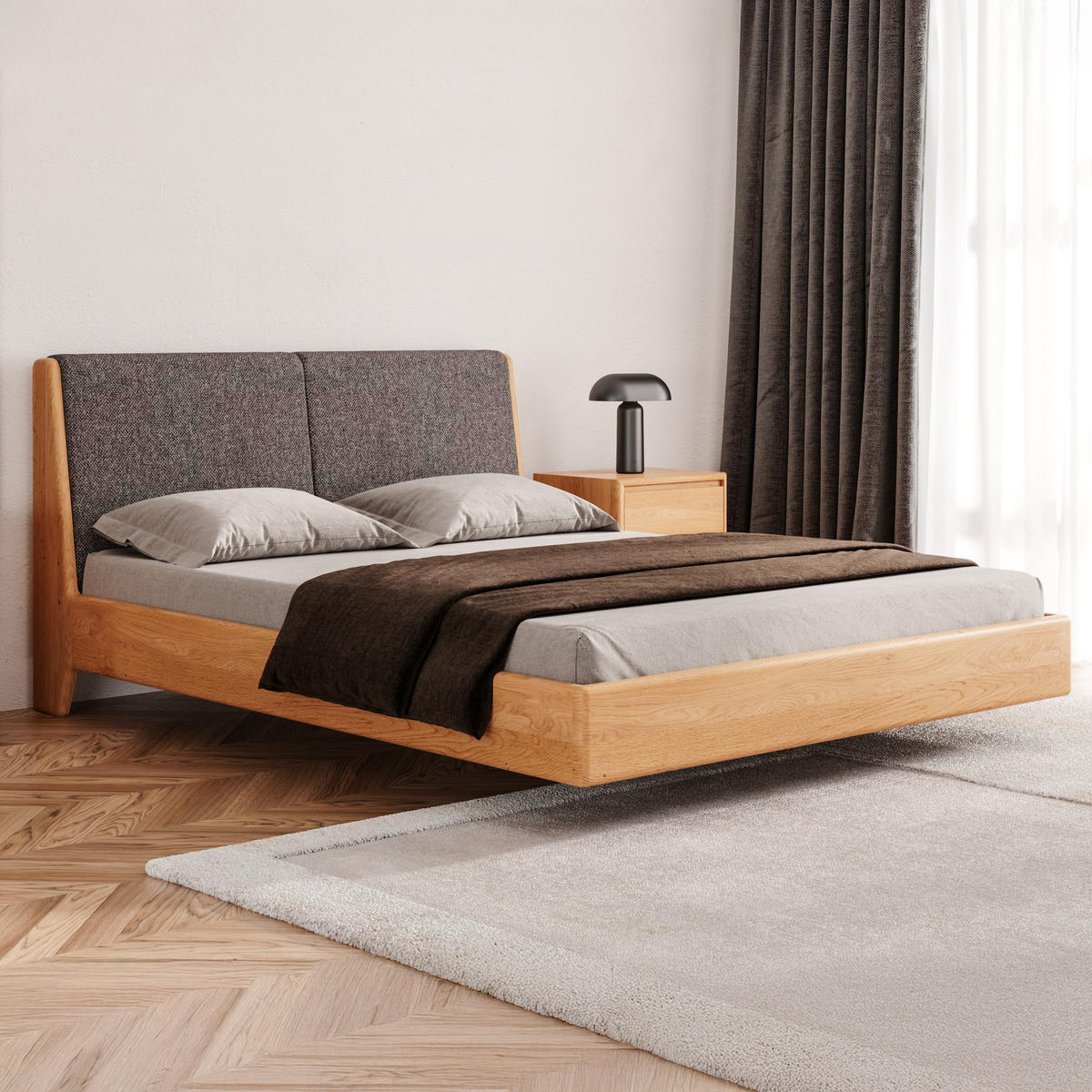 MASSIVHOLZBETT Lumo aus Eiche 200x200 cm - Eichefarben/Braun, Holz (200/200cm) - Danzz