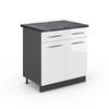 KÜCHENUNTERSCHRANK Fame-Line Weiß Hochglanz 80 cm, AP Anthrazit - Weiß Hochglanz/Anthrazit, Holzwerkstoff (80/82/60cm) - Vicco