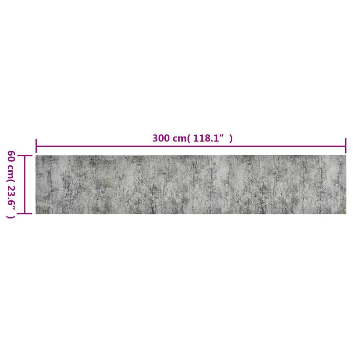 KÜCHENTEPPICH Waschbar Beton 60/300 Cm Samt - Grau, Kunststoff (60/300cm) - vidaXL