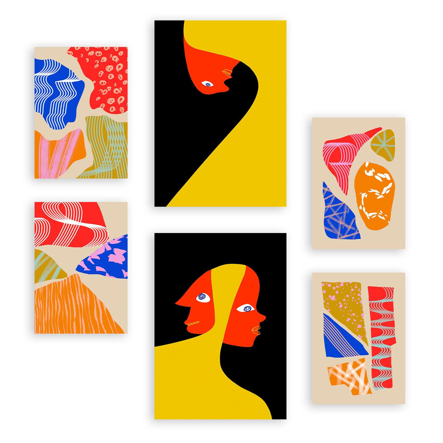 POSTER Set Mit 6 Auffällige Künste In Liebhaber Abstrakt A3 & A4 Rahmenlos - Klar, Papier (29/3cm) - Nacnic