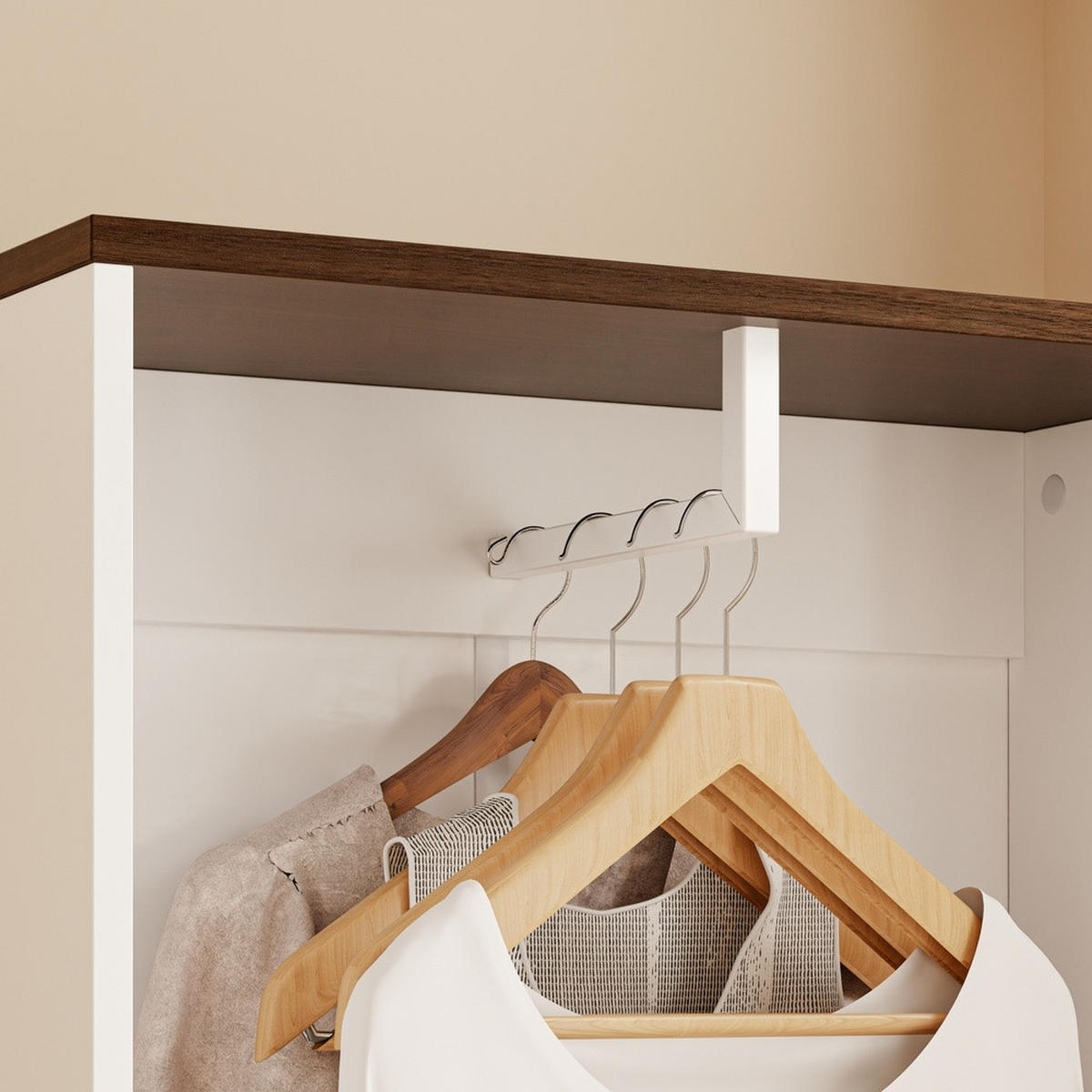 OFFENER Kleiderschrank mit Kleiderstange KSB02-W - Ahornfarben, Fell (55/187/25cm) - SoBuy