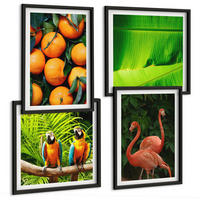 BILDER SET 4er Set - 50x50 cm & 40x60 cm Schwarzer Rahmen - Fruchtige Akzente der Tropen - Schwarz, Kunststoff (50/50cm) - TULUP