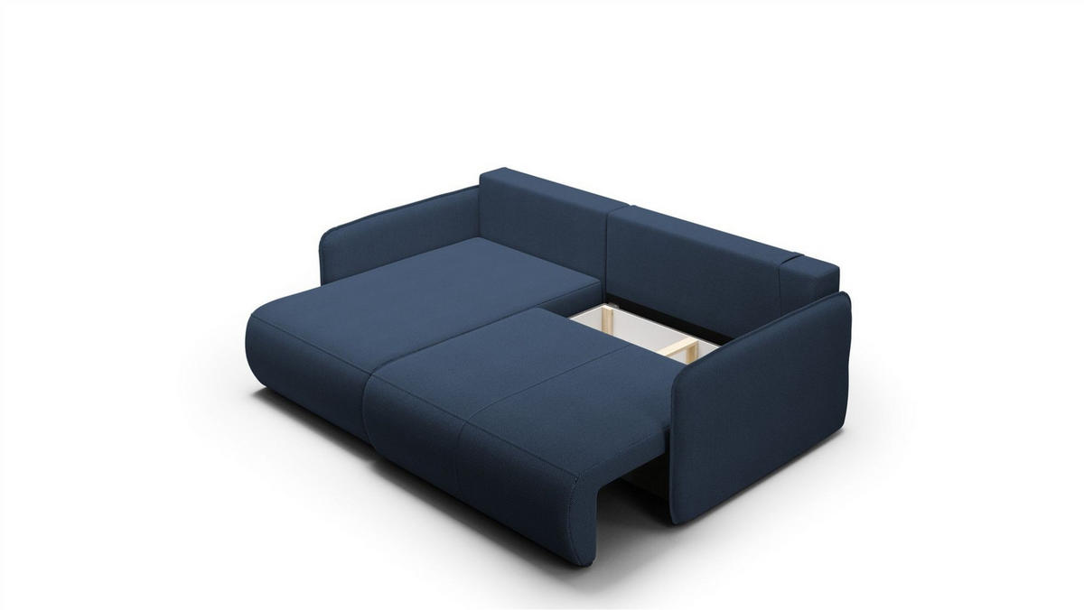 ECKSOFA Calgary - Dunkelblau, Holzwerkstoff/Textil (207/148cm) - Fun Möbel