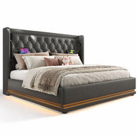 POLSTERBETT 160/200 cm in Schwarz mit Bettkasten, LED, USB und Type-C - Schwarz, Holzwerkstoff/Textil (160/200cm) - STILVORA