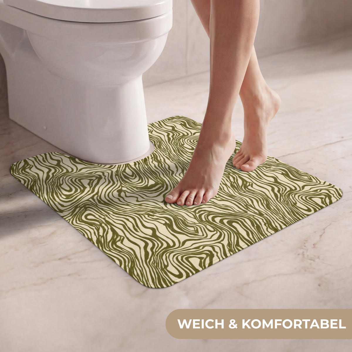 WC PŘEDLOŽKA Abstraktní - Mramor - Zelený 55x60 cm - tmavě zelená, textil/plast (55/1cm) - OnlyWow