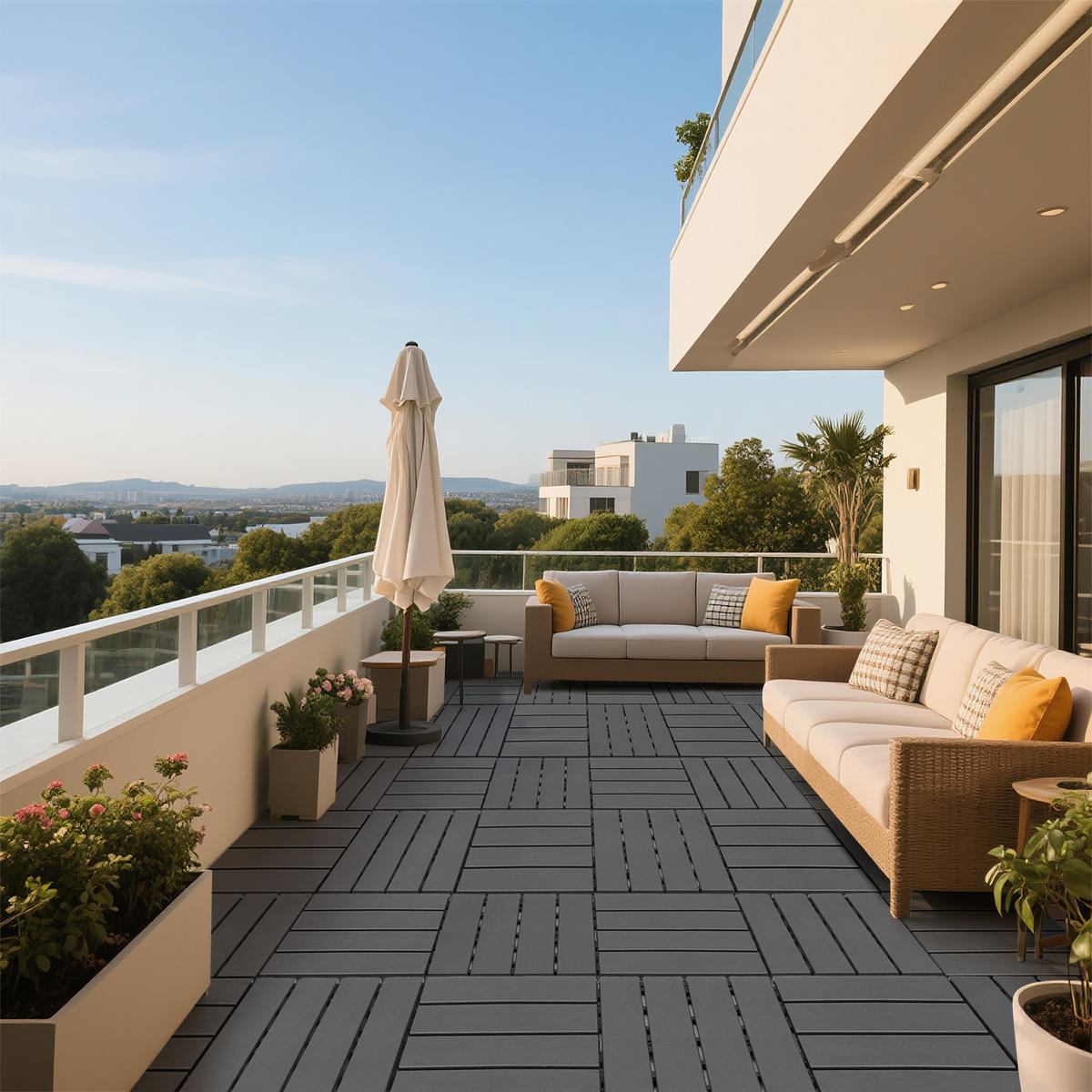TERRASSENFLIESE 30.5/30.5/2 Dunkelgrau, Plastik (44 Stück) - Dunkelgrau, Kunststoff (30.5/30.5/2cm) - Oxeza