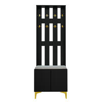 GARDEROBENSET Schuhbank Kissen Haken Weiß - Schwarz, Holzwerkstoff (35.2/180.5/60.5cm) - FLIEKS