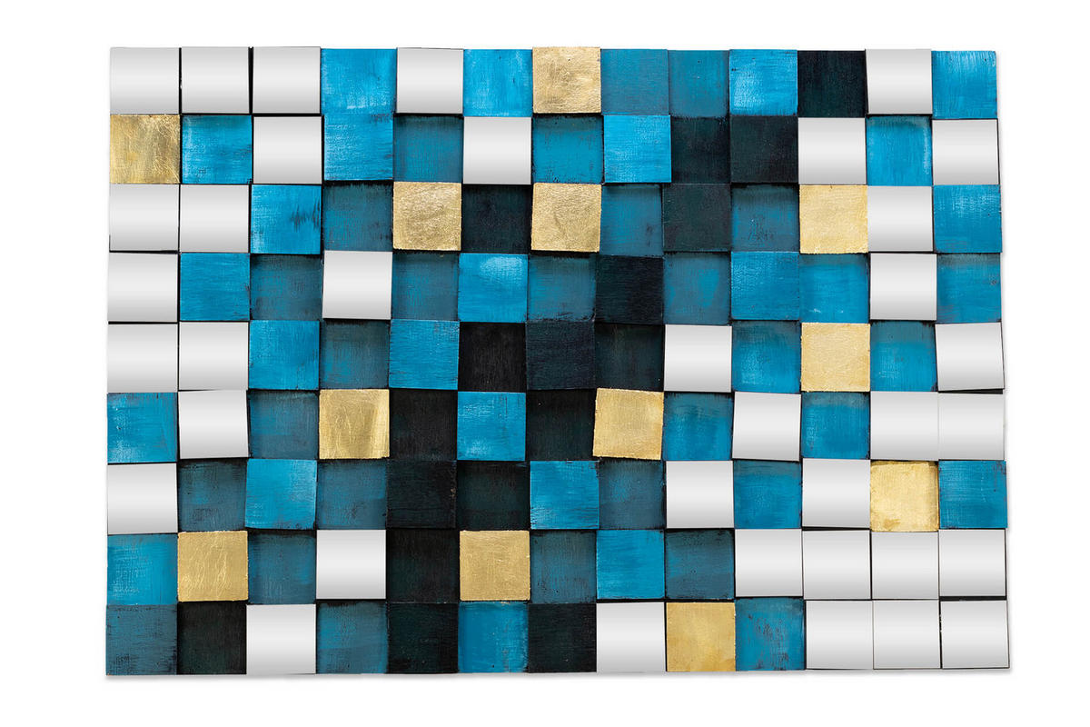 HOLZBILD Blau 100/70 cm - Blau, Holz/Kunststoff (9/70cm) - KUNSTLOFT