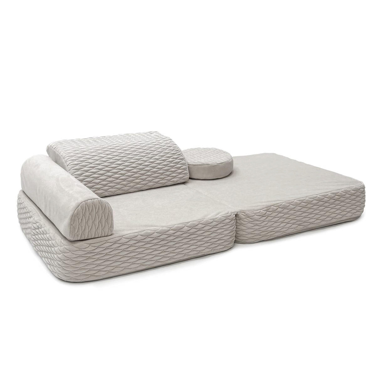 KINDERSESSEL modular 3-in-1 ausklappbar mit Steppstoff in Elfenbein - Weiß, Textil (60/50/50cm) - MeowBaby