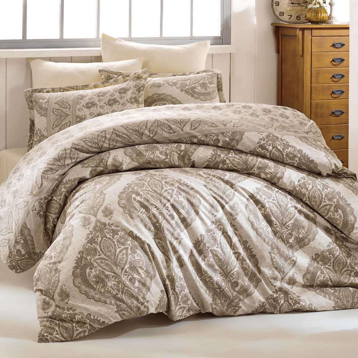 BETTWÄSCHE 6-teilig 220/240 cm TALYA - Braun, Textil (220/240cm) - ROLFNERS