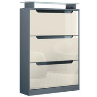SCHUHSCHRANK Space Creme Hochglanz - Creme, Holzwerkstoff (89/128/23cm) - Vladon