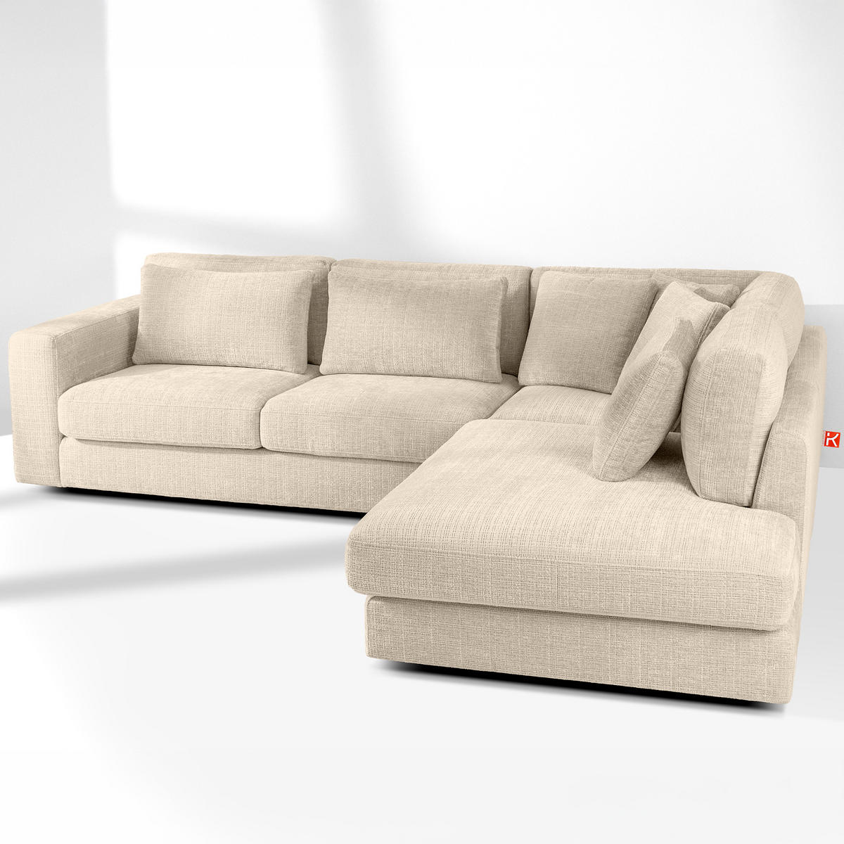 ECKSOFA rechts VERUS - Creme, Holz/Holzwerkstoff (297/248cm) - KONSIMO®