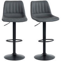 BARHOCKER 2er-Set 91-111 cm Höhenverstellbarer mit Fußring - Dunkelgrau/Schwarz, Kunststoff/Textil (49.5/111/43cm) - HOMCOM