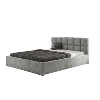 POLSTERBETT MALTA mit Kopfteil, 140 x 200 cm, Doppelbett mit Bettkasten und Lattenrost aus Metall, Velourstoff: Grau - Grau, Holz/Textil (140/200cm) - Agmat-Furniture
