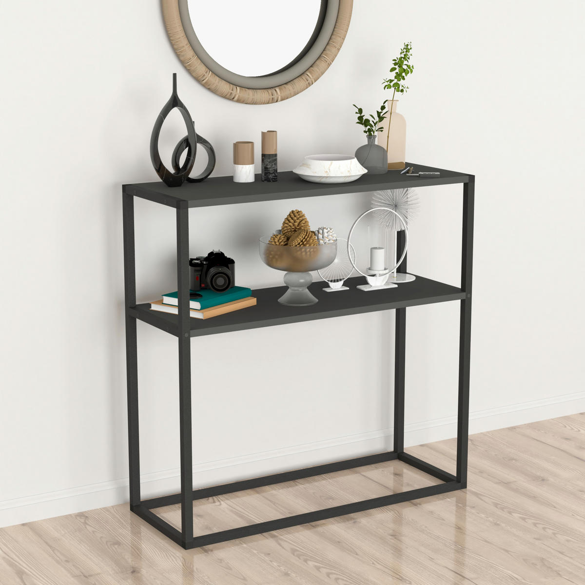 KONSOLENTISCH Hemsedal - Anthrazit, Holzwerkstoff (34/90/90cm) - [en.casa]