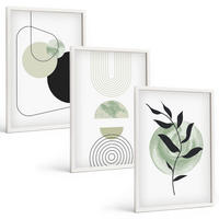 BILDER SET 3er Set - 40x60 cm Weißer Rahmen - Abstrakte Pflanzenformen - Weiß, Kunststoff (40/60cm) - TULUP