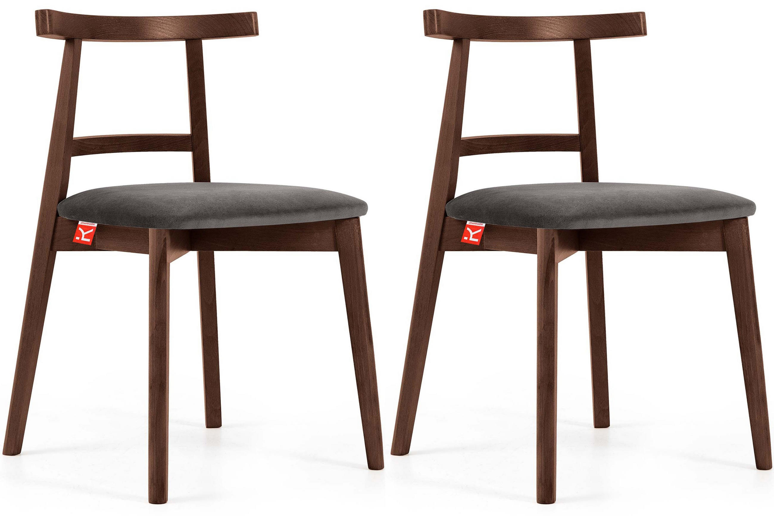 ESSTISCHSTÜHLE LILIO 2 St Vintage, Grau / mittelbraun - Braun/Grau, Holz/Textil (47/76/45cm) - KONSIMO®