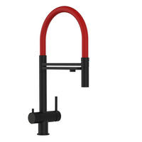 3-WEGE-KÜCHENARMATUR, Edelstahl Massiv aus Chirurgenstahl, PVD Schwarz Matt, 2-Strahl-Brause - Schwarz, Metall (26/49/26cm) - VIZIO