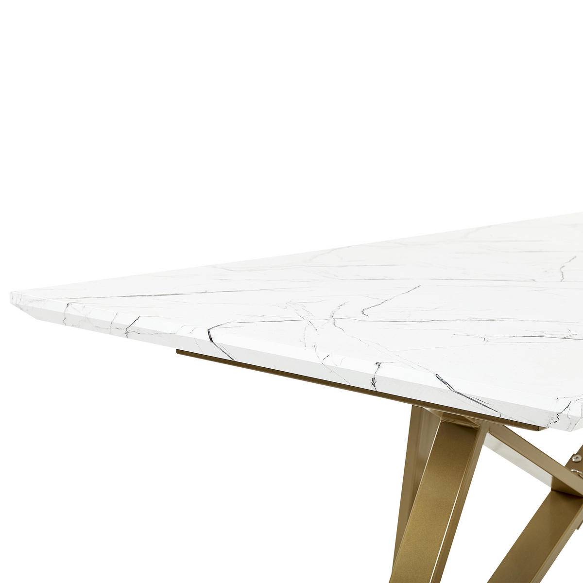 ESSTISCH 160-200/90/77 cm Weiß, Goldfarben Rechteckig Maximus - Weiß, Holzwerkstoff (200/90/77cm) - Beliani