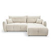 ECKSOFA MODA E Creme Geflochtener Stoff mit Schlaffunktion - Creme, Holz (257/177cm) - MASSENO