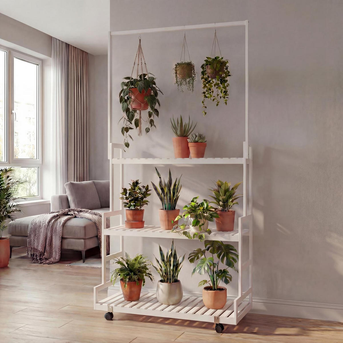 PFLANZENREGAL Weiß - Weiß, Holz (93/175/38cm) - MCW