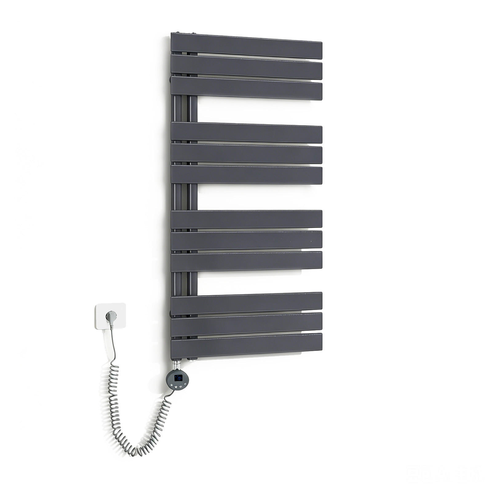 HANDTUCHHEIZKÖRPER 104,1/50 cm anthrazit elektrisch 600 W mit WLAN-Thermostat - Anthrazit, Metall (50/104/5.9cm) - S'AFIELINA
