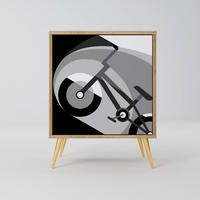 SIDEBOARD BIKE ENERGY, Eichefarben, 57,5x42x75,5 cm, Goldfarbene Metallfüße - Eichefarben/Goldfarben, Holzwerkstoff/Metall (57.5/75.5/42cm) - SpaceRebels