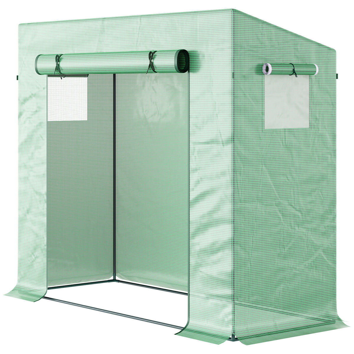 FOLIENGEWÄCHSHAUS DE-05840 begehbar mit Rolltür 200/76/168 cm Grün - Grün, Kunststoff/Metall (76/168/200cm) - ComfortXL
